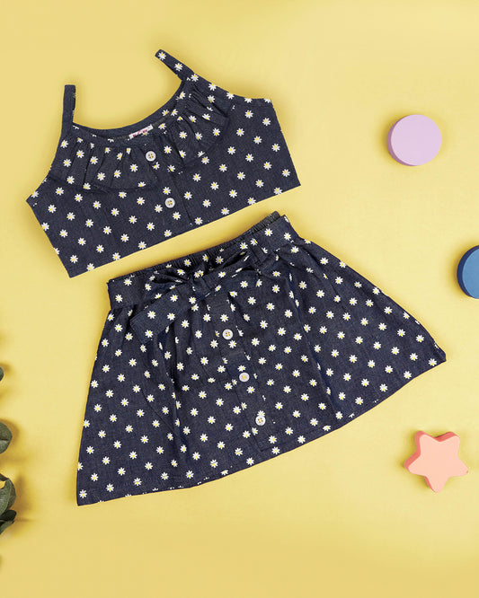 Kicks & Crawl Blue Top & Skirt-Daisy-Denim-For Infants