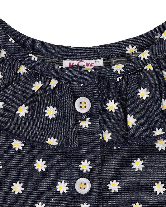 Kicks & Crawl Blue Top & Skirt-Daisy-Denim-For Infants