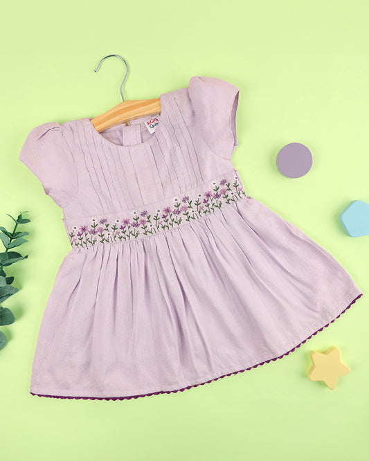 Kicks & Crawl Lilac Dress-Fun In Floral-Rayon-For Infants