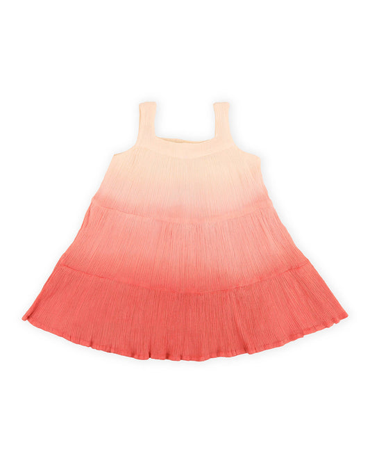 Kicks & Crawl Peach Frock Dress-Tie-Dye-Cotton-For Infants