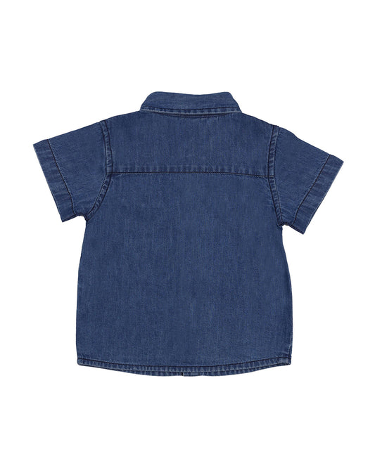 Kicks & Crawl Blue Shirt-Solid-Denim-For Infants