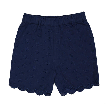 Kicks & Crawl Navy Blue Shorts-Solid-Cotton-For Infants