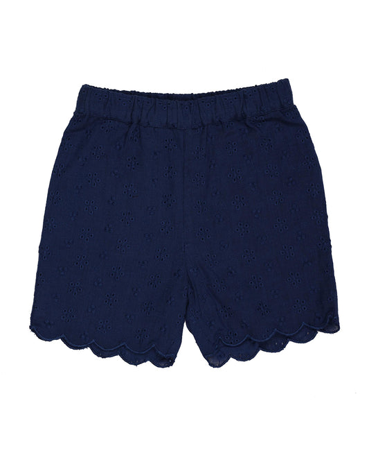 Kicks & Crawl Navy Blue Shorts-Solid-Cotton-For Infants