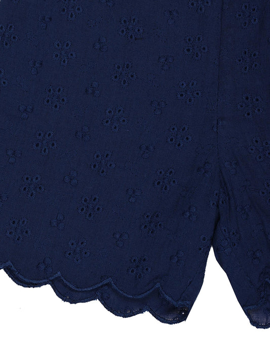 Kicks & Crawl Navy Blue Shorts-Solid-Cotton-For Infants