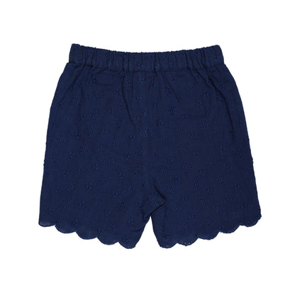 Kicks & Crawl Navy Blue Shorts-Solid-Cotton-For Infants