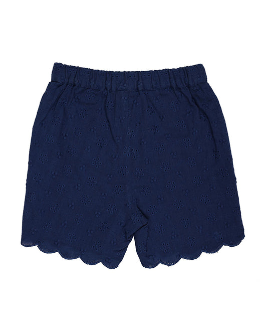 Kicks & Crawl Navy Blue Shorts-Solid-Cotton-For Infants