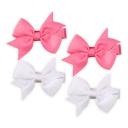 Kicks & Crawl Pink & White Hairclips-Solid-Wooden-Set of 2-For Infants