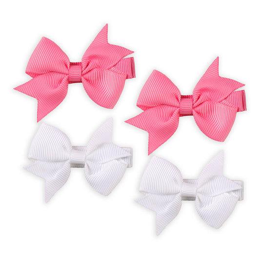 Kicks & Crawl Pink & White Hairclips-Solid-Wooden-Set of 2-For Infants