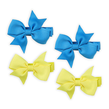 Kicks & Crawl Blue & Yellow Hairclips-Solid-Wooden-Set of 2-For Infants