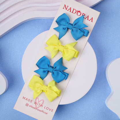 Kicks & Crawl Blue & Yellow Hairclips-Solid-Wooden-Set of 2-For Infants