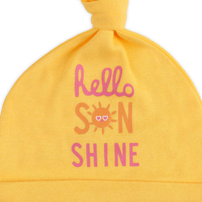 Kicks & Crawl Yellow & White Caps-Hello Sunshine-Cotton-Pack of 3-For Infants