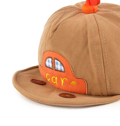 Kicks & Crawl Brown Hat-Vroom Car-Cotton-For Infants