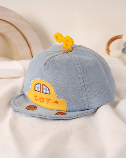 Kicks & Crawl Blue Hat-Vroom Car-Cotton-For Infants