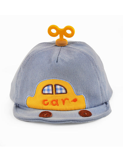 Kicks & Crawl Blue Hat-Vroom Car-Cotton-For Infants
