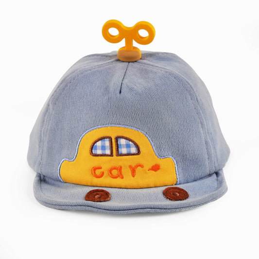 Kicks & Crawl Blue Hat-Vroom Car-Cotton-For Infants