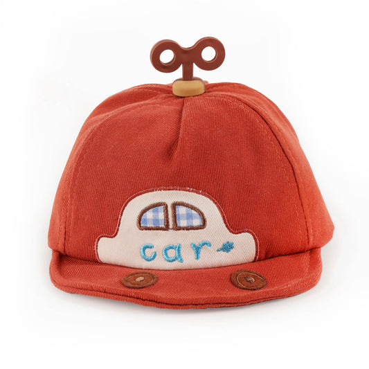 Kicks & Crawl Red Hat-Vroom Car-Cotton-For Infants