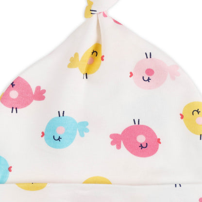 Kicks & Crawl White & Pink Caps-Little Bird-Cotton-Pack of 3-For Infants