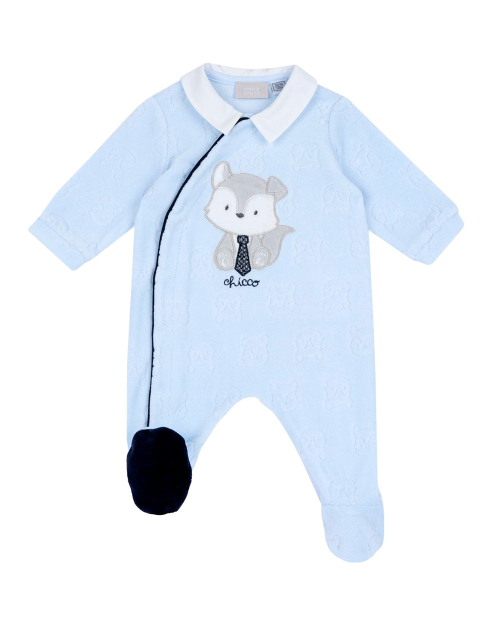 Chicco Blue Winter Wear Babysuit-Onesie-Printed-Cotton-For Infants