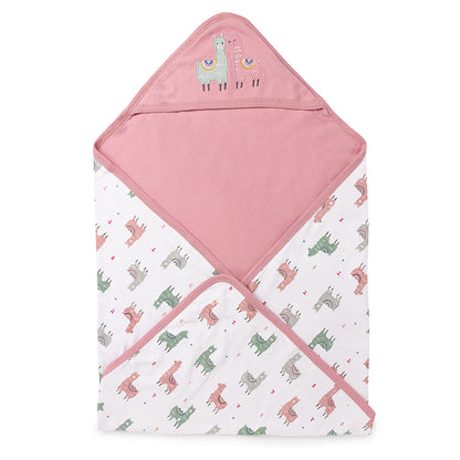 Kicks & Crawl Multipurpose Llamas Hooded Blanket/Swaddle/Towel-Cotton-Infant Wraps