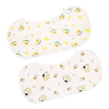 Kicks & Crawl 100% Muslin Burp Cloth-Super Absorbent-Moo & Munch-Pack of 2-For Infants