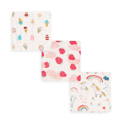Kicks & Crawl Burp Cloths & Wash Cloths Combo Set-Super Absorbent-Pack of 5-For Infants