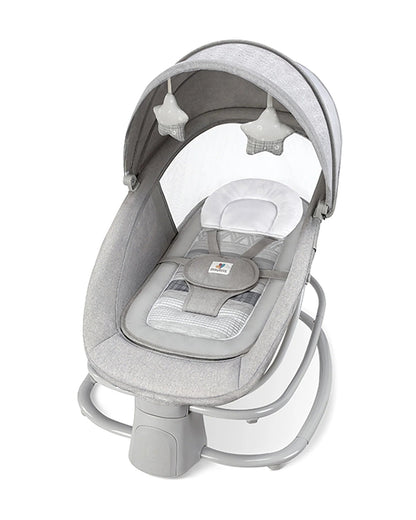 Mastela Deluxe 4 in 1 Swing & Rocker-15 Melodies-Backrest with Full Recline-Upto 9 Kg-For Infants-Grey