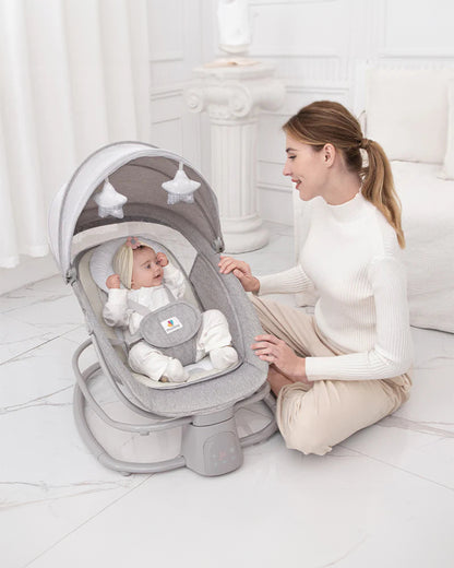 Mastela Deluxe 4 in 1 Swing & Rocker-15 Melodies-Backrest with Full Recline-Upto 9 Kg-For Infants-Pink