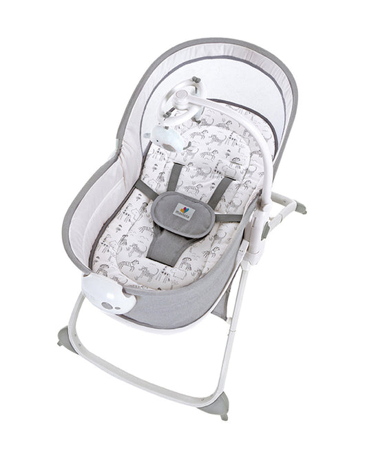 Mastela 6 in 1 Multifunction Rocker & Bassinet-With Music & Vibration-With Removable Mosquito Net & Soft Mattress-Grey-0 to 36M