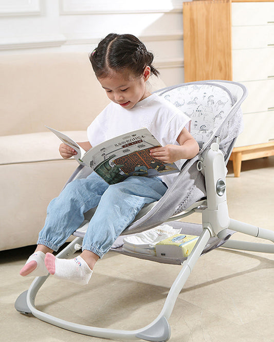 Mastela 6 in 1 Multi-function Rocker & Bassinet-With Music & Vibration-With Removable Mosquito Net-Grey-0 to 36M