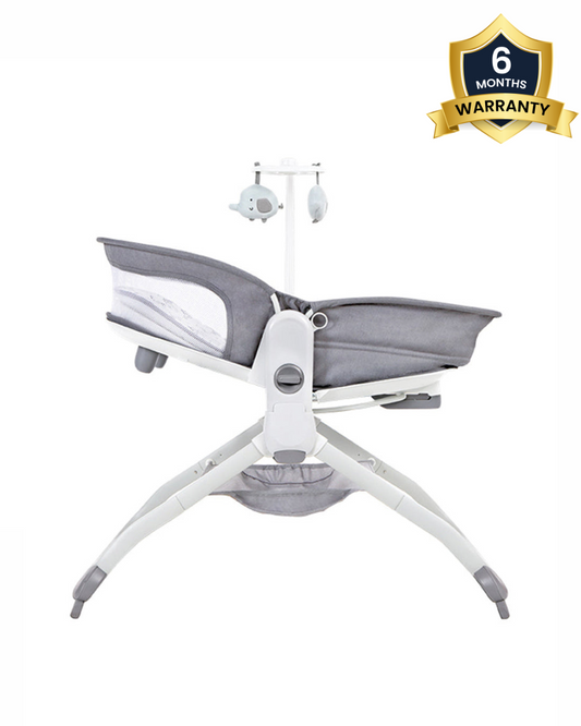 Mastela 6 in 1 Multi-function Rocker & Bassinet-With Music & Vibration-With Removable Mosquito Net-Grey-0 to 36M