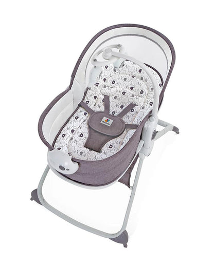 Mastela 6 in 1 Multi-function Rocker & Bassinet-With Music & Vibration-With Removable Mosquito Net-Grey-0 to 36M