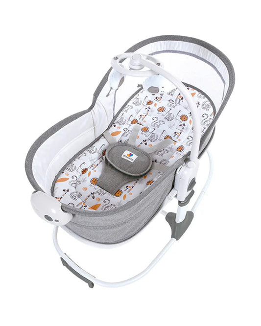 Mastela 6 in 1 Multi Function Rocker & Bassinet-3 Position Recline-Removable Canopy-Upto 9 Kg-For Infants-Grey