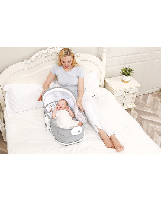 Mastela 6 in 1 Multi Function Rocker & Bassinet-3 Position Recline-Removable Canopy-Upto 9 Kg-For Infants-Grey