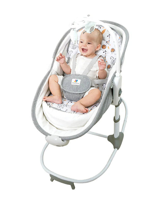 Mastela 6 in 1 Multi Function Rocker & Bassinet-3 Position Recline-Removable Canopy-Upto 9 Kg-For Infants-Grey