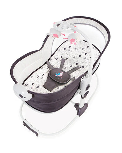 Mastela 6 in 1 Multi Function Rocker & Bassinet-3 Position Recline-Removable Canopy-Upto 9 Kg-For Infants-Pink