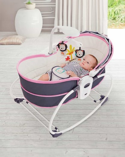 Mastela 5 in 1 Rocker & Bassinet-5 Position Recline-With Removable Seat-Upto 9 Kg-For Infants-Pink