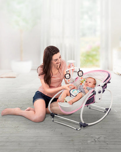 Mastela 5 in 1 Rocker & Bassinet-5 Position Recline-With Removable Seat-Upto 9 Kg-For Infants-Pink