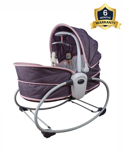 Mastela 5 in 1 Rocker & Bassinet-5 Position Recline-With Removable Seat-Upto 9 Kg-For Infants-Pink