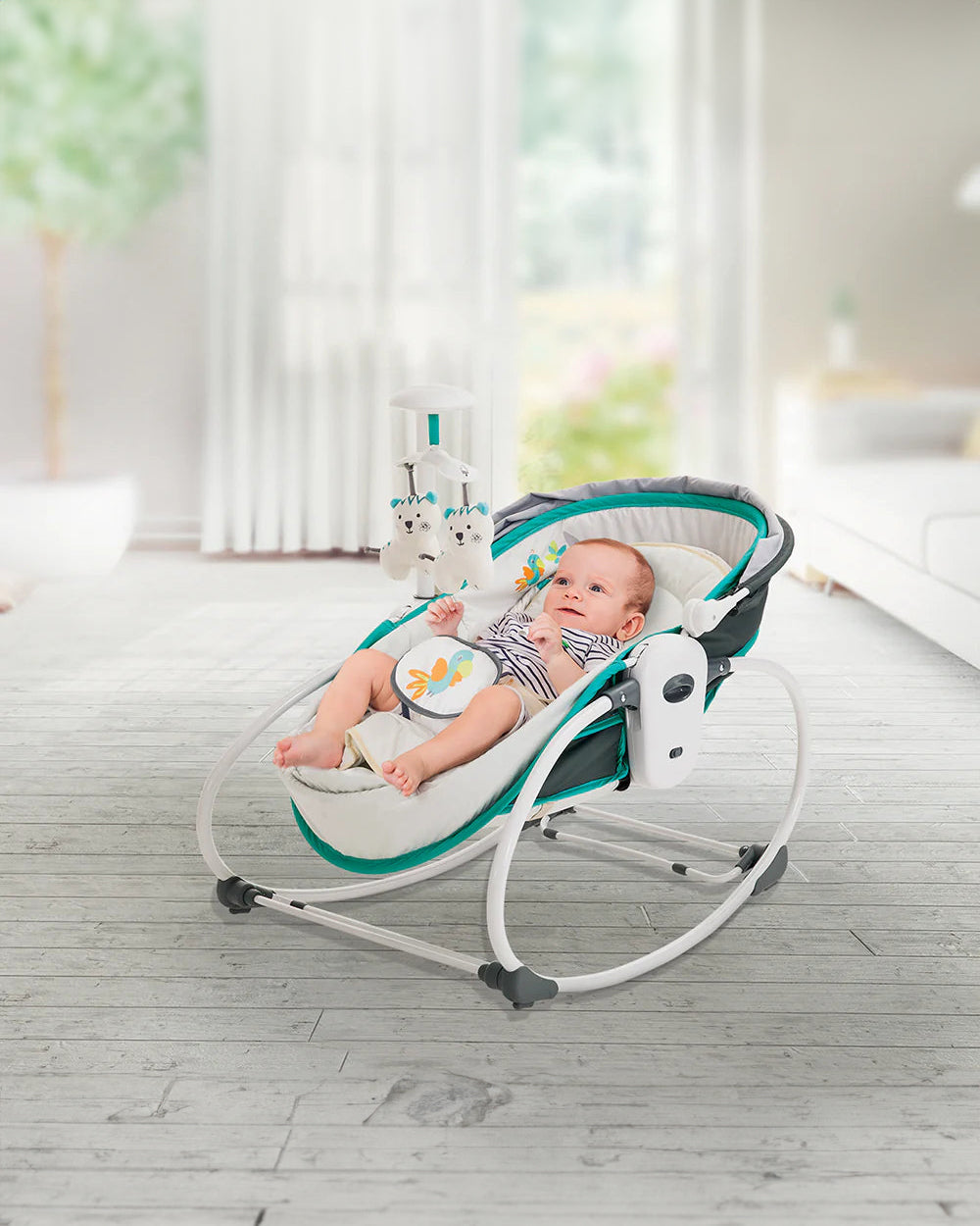 Mastela 5 in 1 Rocker Bassinet 5 Position Recline With Removable Seat Upto 9 Kg For Infants Teal Extra 5 Off duckduckbaby