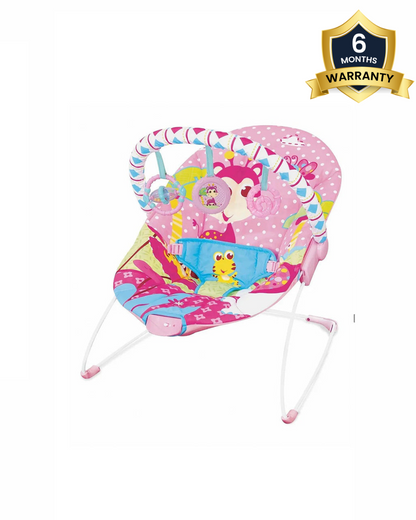 Mastela Soothing Vibrations Bouncer-With Removable Plaything Bar-3 Point Harness-For Infants-Pink