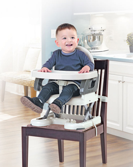 Mastela Fold Up Adjustable Chair-4 Height Adjustable Positions-Removable Tray-Upto 18 Kg-For Infants-Grey