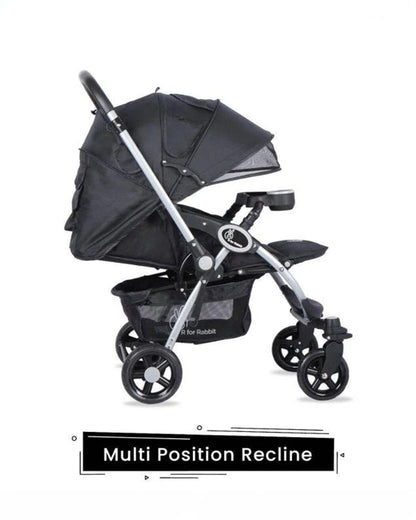 R for Rabbit Chocolate Ride Travel System Baby Stroller with Car Seat-Reversible Handle-Pram for 0 to 3Y (Upto 20 Kg)-Black Grey