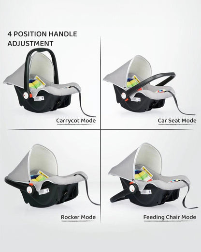 R for Rabbit Picaboo-Baby Carry Cot Cum Car Seat-Rear Facing-Convertible to Rocker-For 0 to 15M (Upto 13Kg)-Rainbow