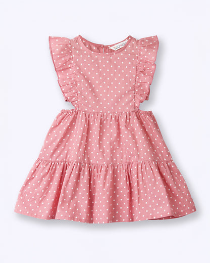 Beebay Pink Dress-Polka Dots-Cotton-For Infants