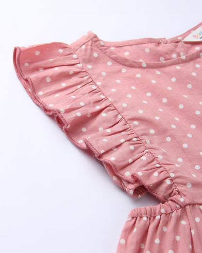 Beebay Pink Dress-Polka Dots-Cotton-For Infants