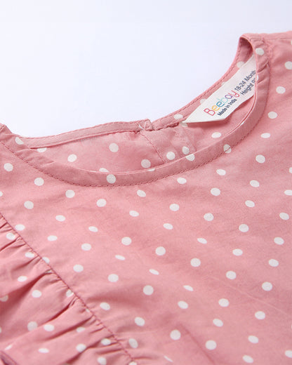 Beebay Pink Dress-Polka Dots-Cotton-For Infants