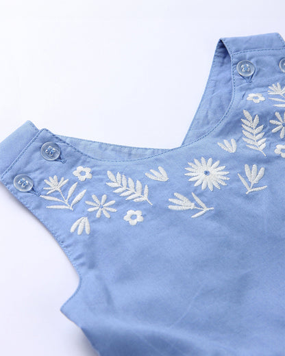 Beebay Blue Frock Dress-Embroidered-Cotton-For Infants-Extra 5% Off