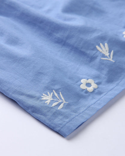 Beebay Blue Frock Dress-Embroidered-Cotton-For Infants-Extra 5% Off