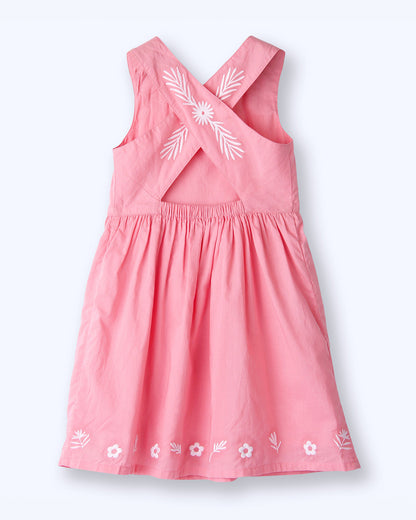 Beebay Pink Frock Dress-Embroidered-Cotton-For Infants