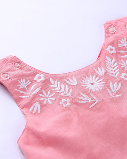 Beebay Pink Frock Dress-Embroidered-Cotton-For Infants